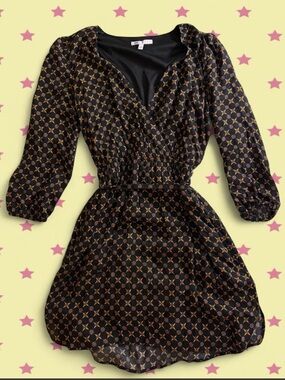 DR2 Black Dress with Geometric Print